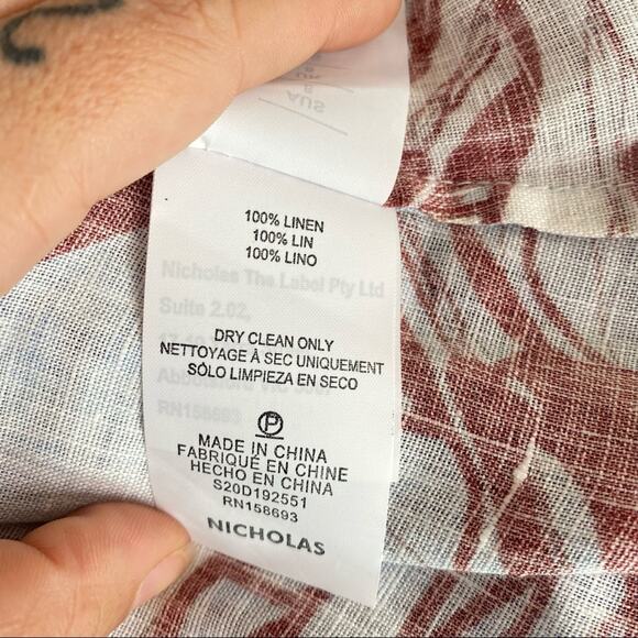 NICHOLAS Linda Linen Dress in Mocha Etched Floral Size US 4 - Picture 13 of 13